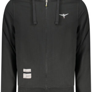 Schwarzes Herren-Sweatshirt mit Reißverschluss der Militärakademie