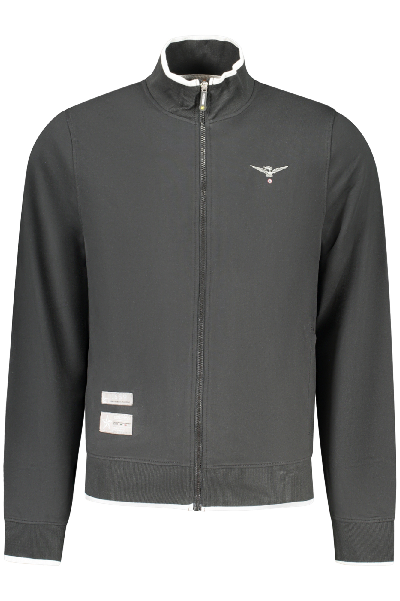 Schwarzes Herren-Sweatshirt mit Reißverschluss der Militärakademie