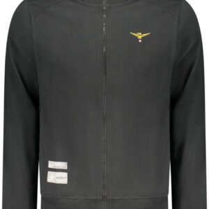Schwarzes Herren-Sweatshirt mit Reißverschluss der Militärakademie