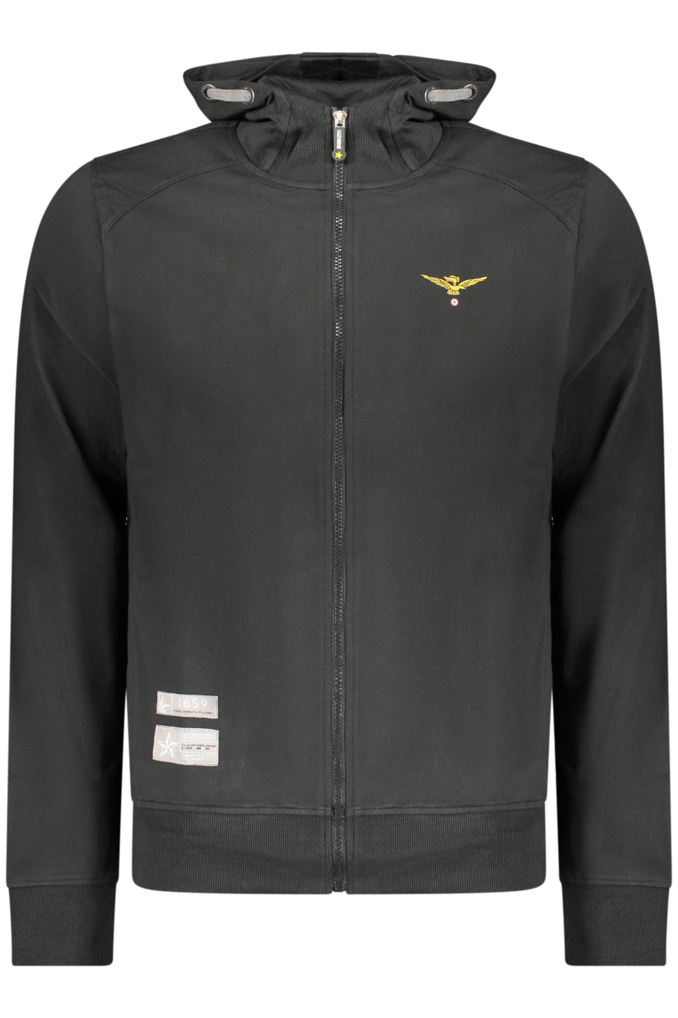 Schwarzes Herren-Sweatshirt mit Reißverschluss der Militärakademie