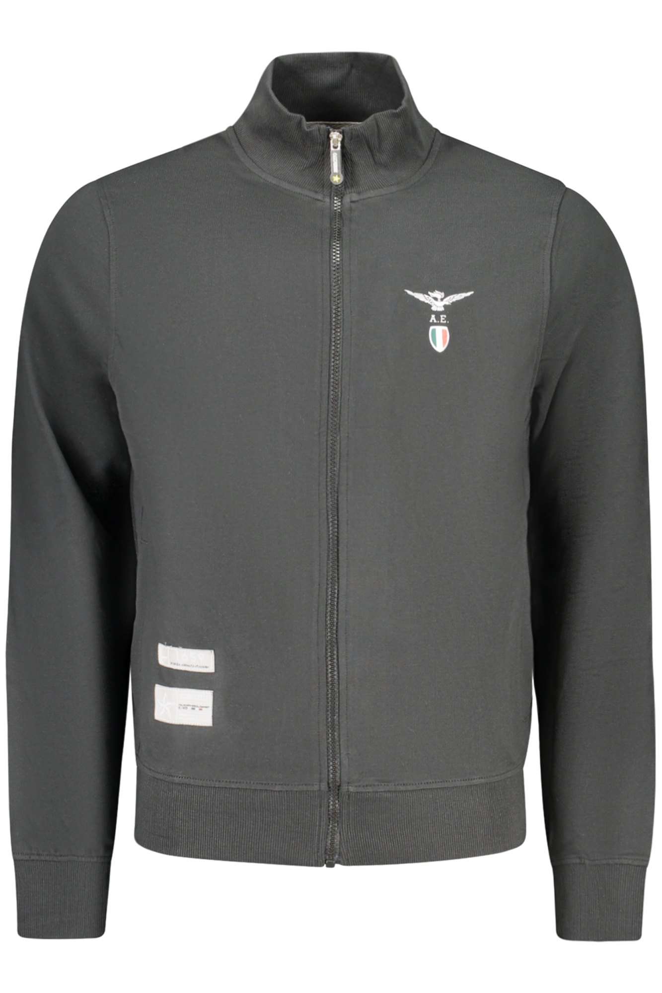 Schwarzes Herren-Sweatshirt mit Reißverschluss der Militärakademie