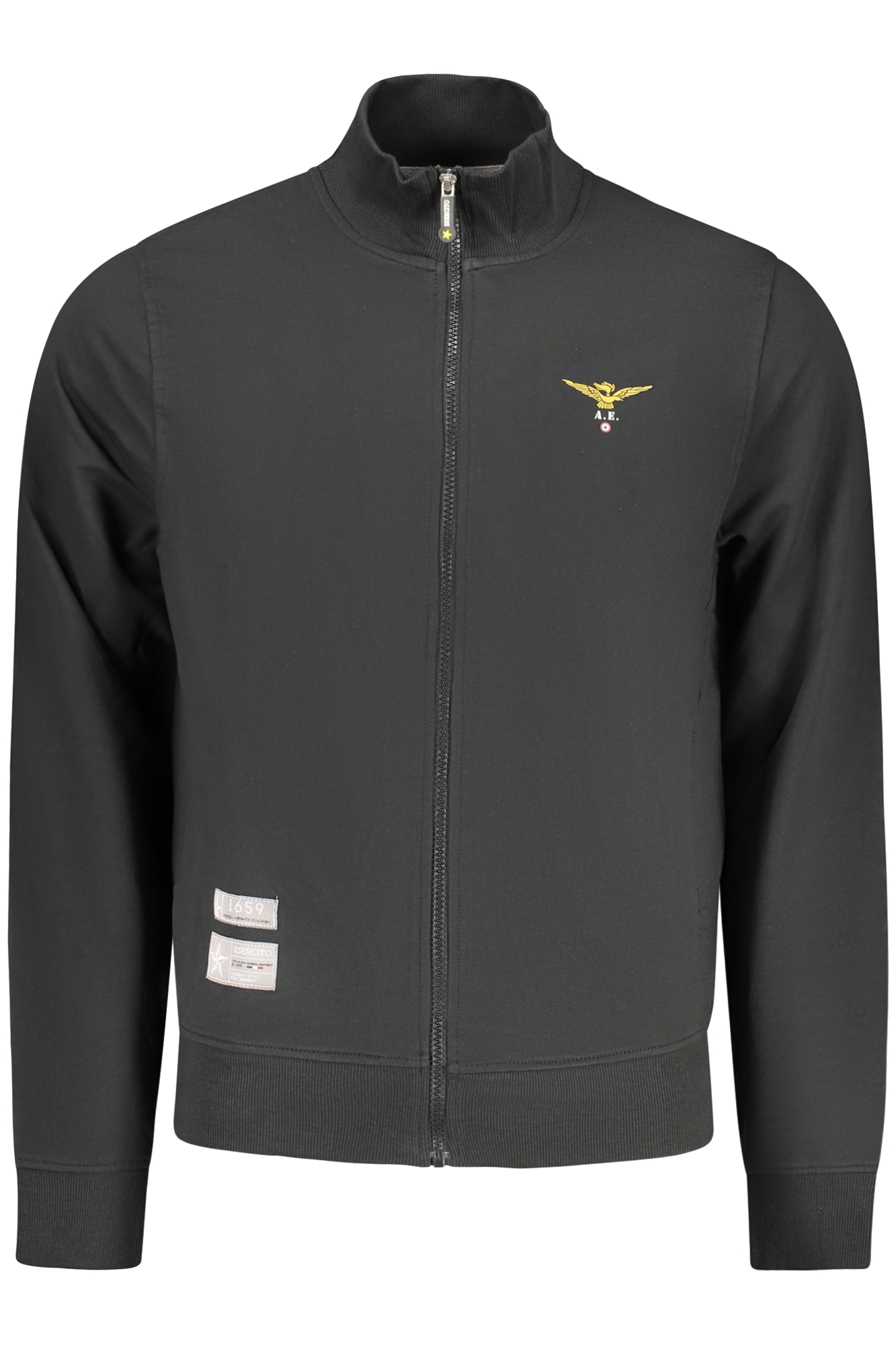 Schwarzes Herren-Sweatshirt mit Reißverschluss der Militärakademie