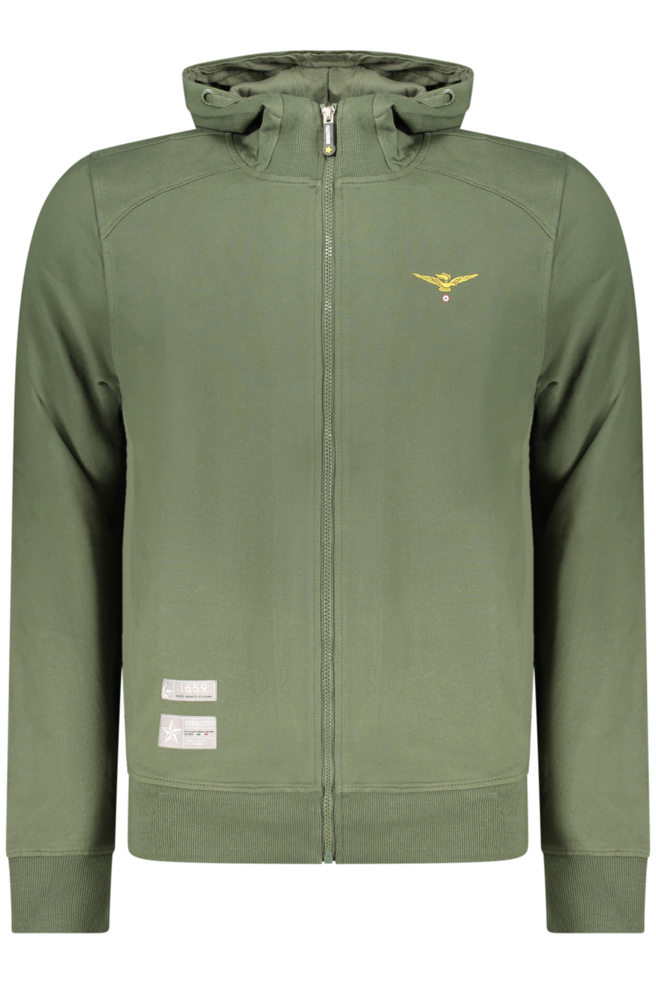 Grünes Herren-Sweatshirt mit Reißverschluss der Militärakademie
