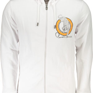 Weißes Herren-Sweatshirt mit Reißverschluss der Cavalli-Klasse