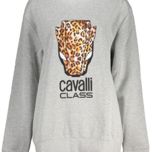 CAVALLI CLASS GRAUES SWEATSHIRT MIT REISSVERSCHLUSS FÜR DAMEN