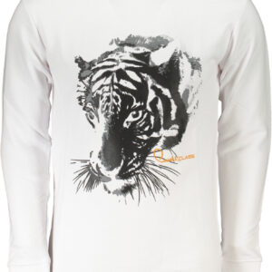 CAVALLI CLASS WEISSES SWEATSHIRT FÜR HERREN MIT REISSVERSCHLUSS