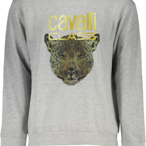 CAVALLI CLASS GRAUES REISSVERSCHLUSS-SWEATSHIRT FÜR MÄNNER