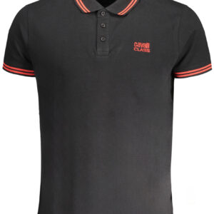 CAVALLI CLASS HERREN-KURZÄRMELIGES POLOSHIRT SCHWARZ