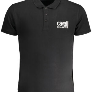 CAVALLI CLASS HERREN-KURZÄRMELIGES POLOSHIRT SCHWARZ
