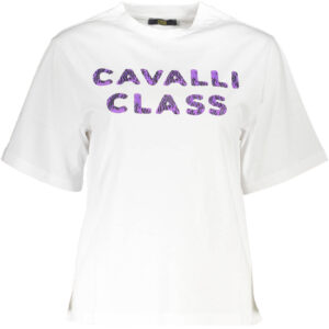 CAVALLI CLASS KURZARM-T-SHIRT DAMEN WEISS