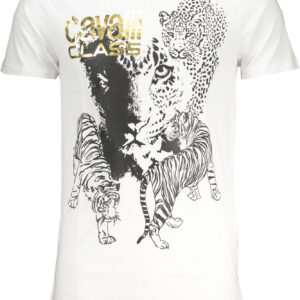 CAVALLI CLASS HERREN-KURZÄRMELIGES T-SHIRT WEISS