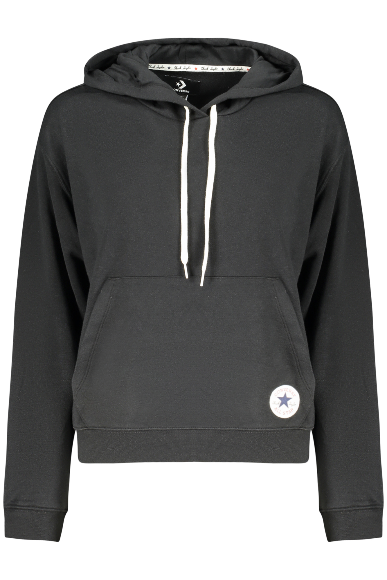 Converse Damen-Kapuzenjacke mit Reißverschluss, Schwarz