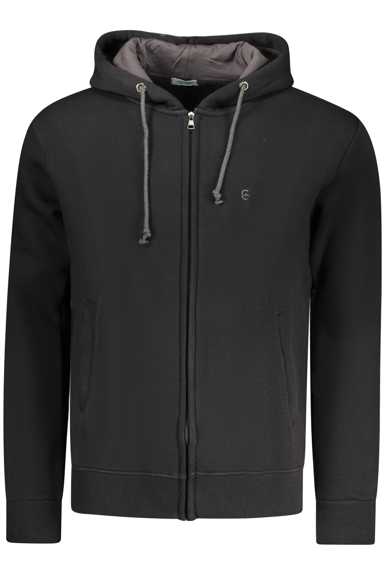 COVERI MOVING Herren-Sweatshirt mit Reißverschluss, schwarz