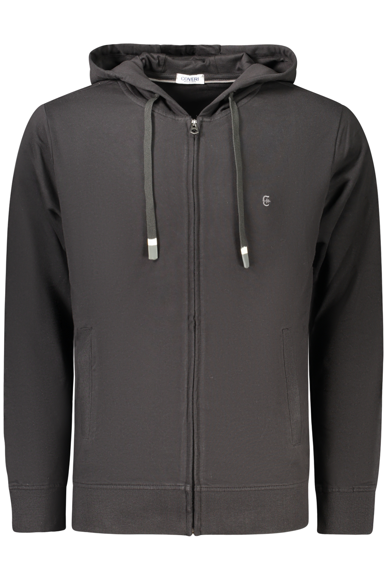 COVERI MOVING Herren-Sweatshirt mit Reißverschluss, schwarz