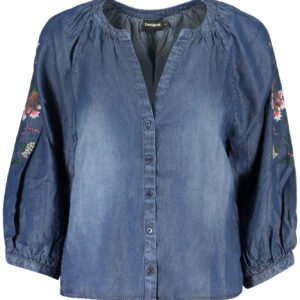 DESIGUAL DAMEN LANGARMHEMD, BLAU