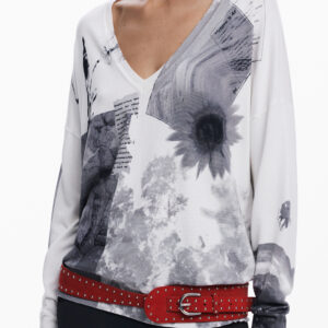 DESIGUAL WEISSER PULLOVER FÜR DAMEN