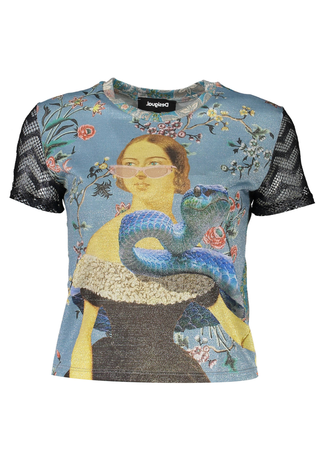 DESIGUAL KURZARM-T-SHIRT DAMEN BLAU