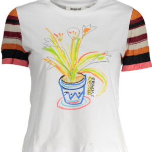 DESIGUAL KURZARM-T-SHIRT DAMEN WEISS
