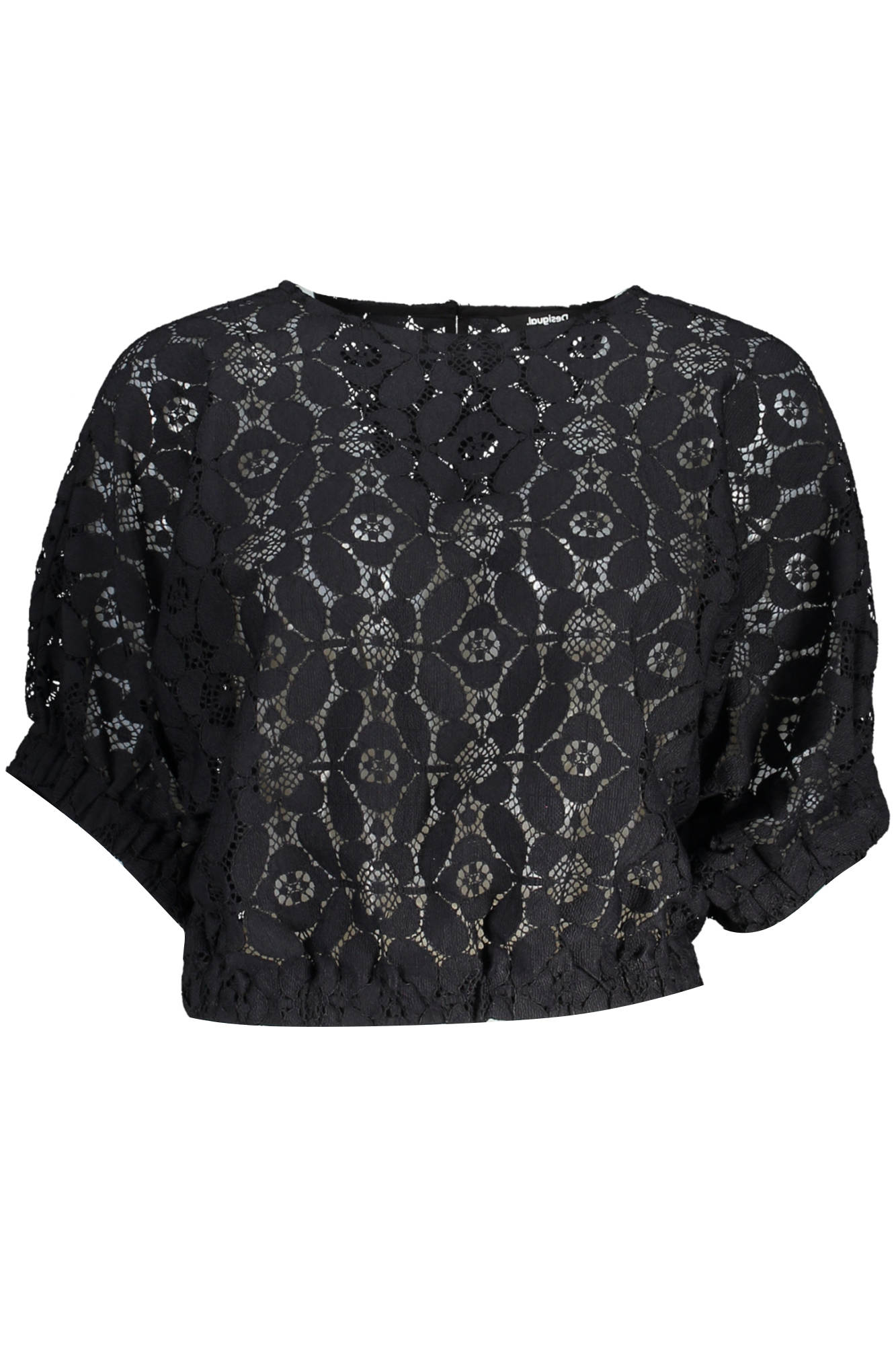 KURZARM-T-SHIRT FÜR FRAUEN DESIGUAL SCHWARZ