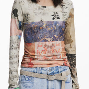 DESIGUAL DAMEN LANGARM T-SHIRT BEIGE
