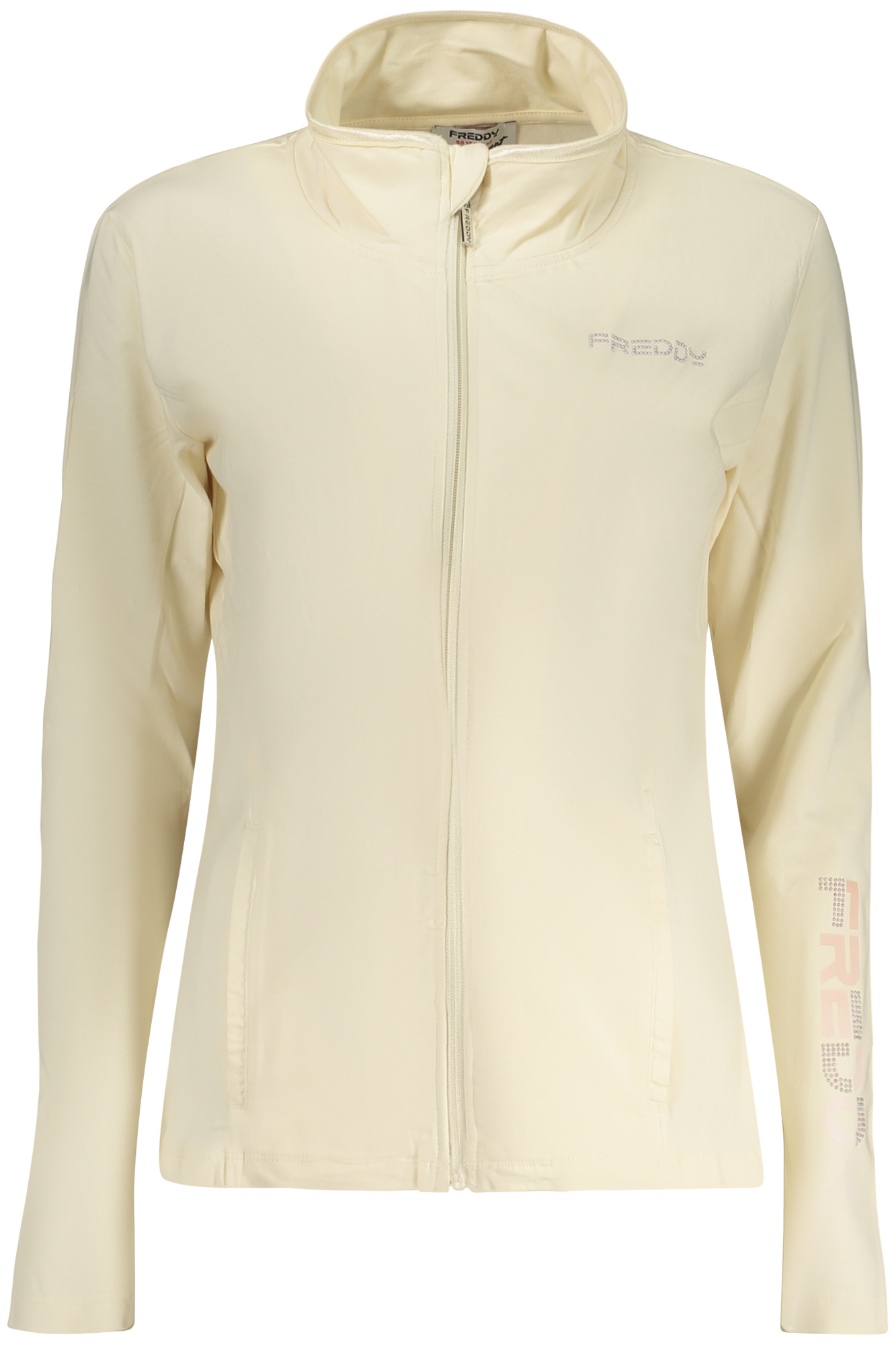 FREDDY DAMEN-SWEATSHIRT, BEIGE, MIT REISSVERSCHLUSS