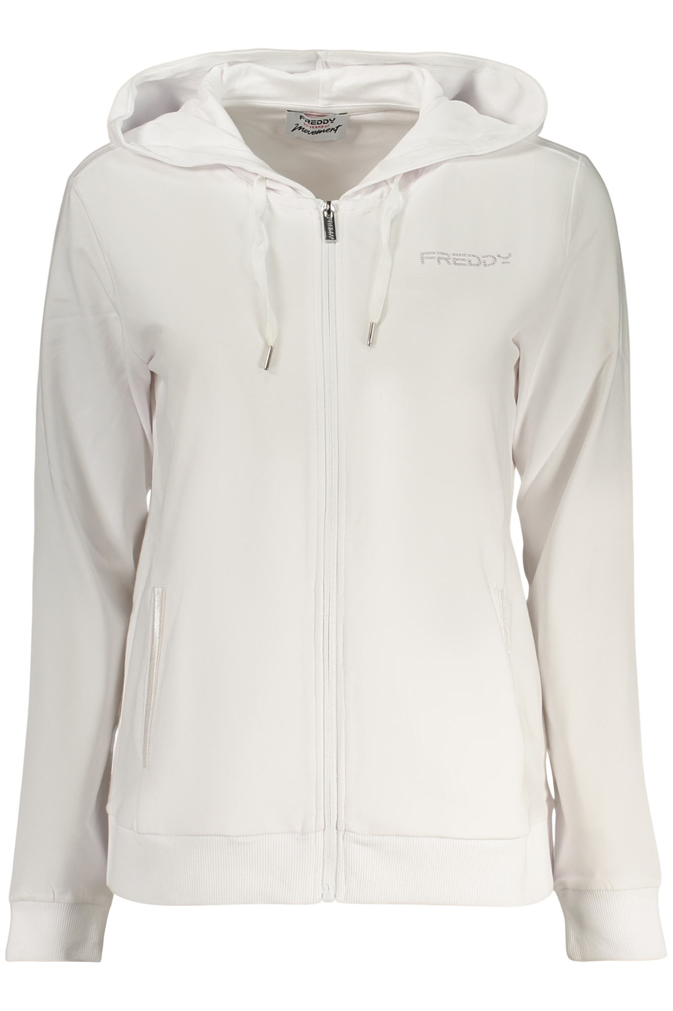 FREDDY DAMEN WEISSES SWEATSHIRT MIT REISSVERSCHLUSS