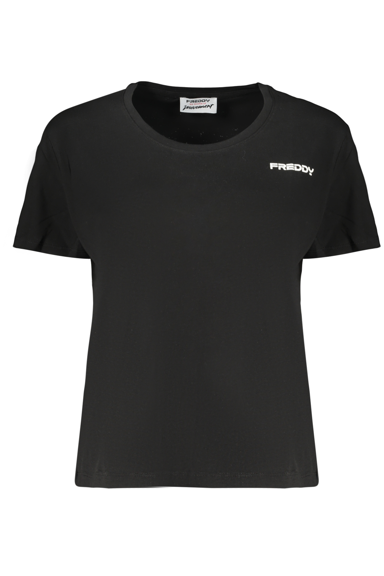 FREDDY DAMEN-T-SHIRT MIT KURZEN ÄRMELN, SCHWARZ