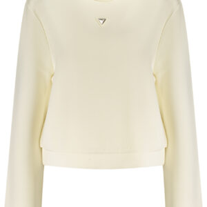 GUESS JEANS DAMEN WEISSES SWEATSHIRT MIT REISSVERSCHLUSS