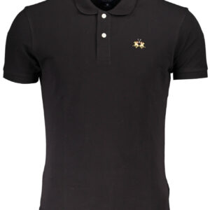 LA MARTINA SCHWARZES KURZÄRMELIGES POLOSHIRT FÜR HERREN