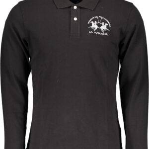LA MARTINA SCHWARZES LANGARM-POLOSHIRT FÜR HERREN