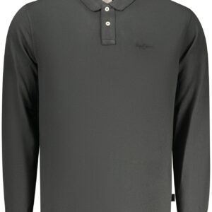 PEPE JEANS Herren-Poloshirt, langärmelig, schwarz