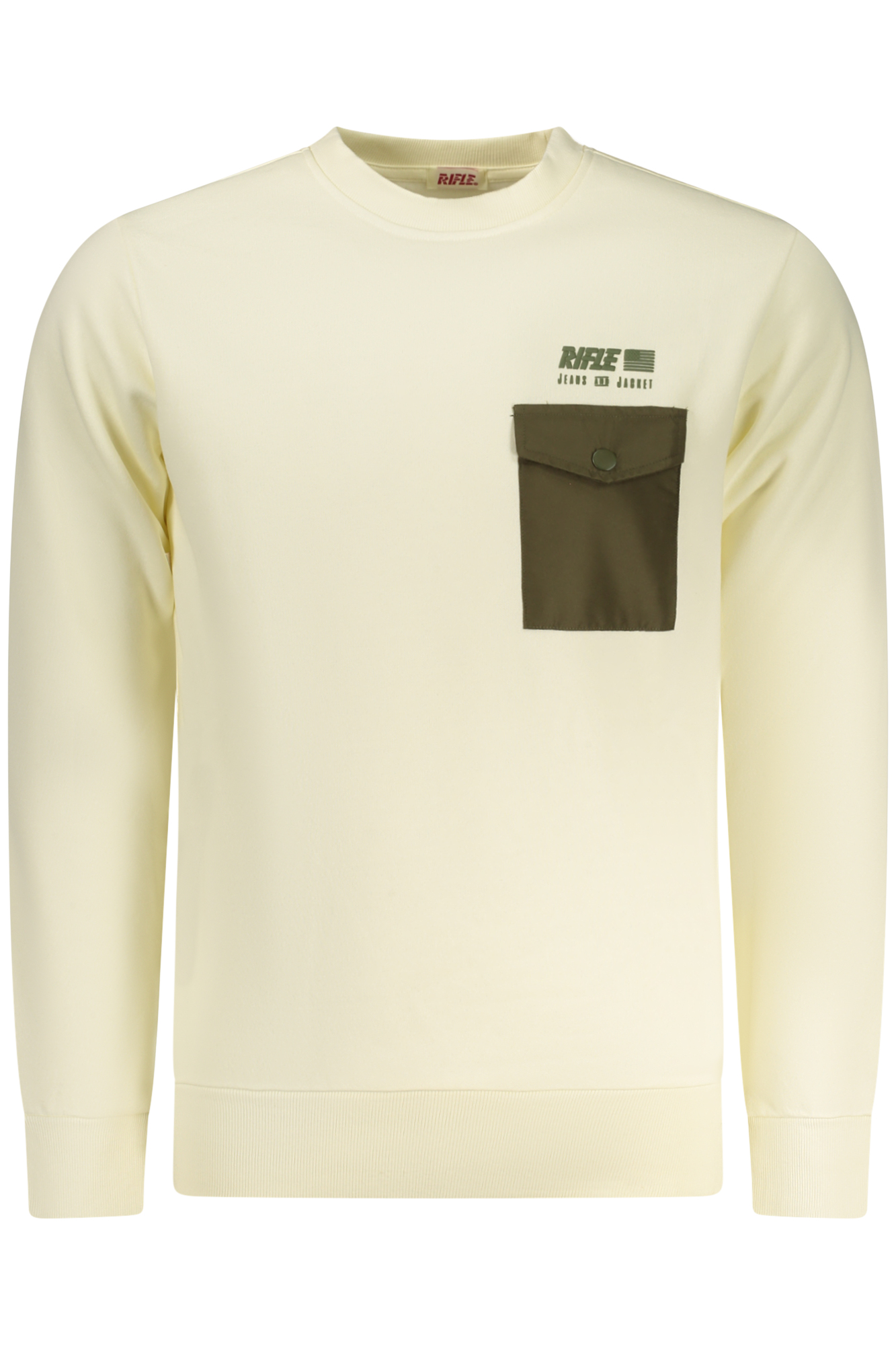 RIFLE Herren-Sweatshirt mit Reißverschluss, weiß