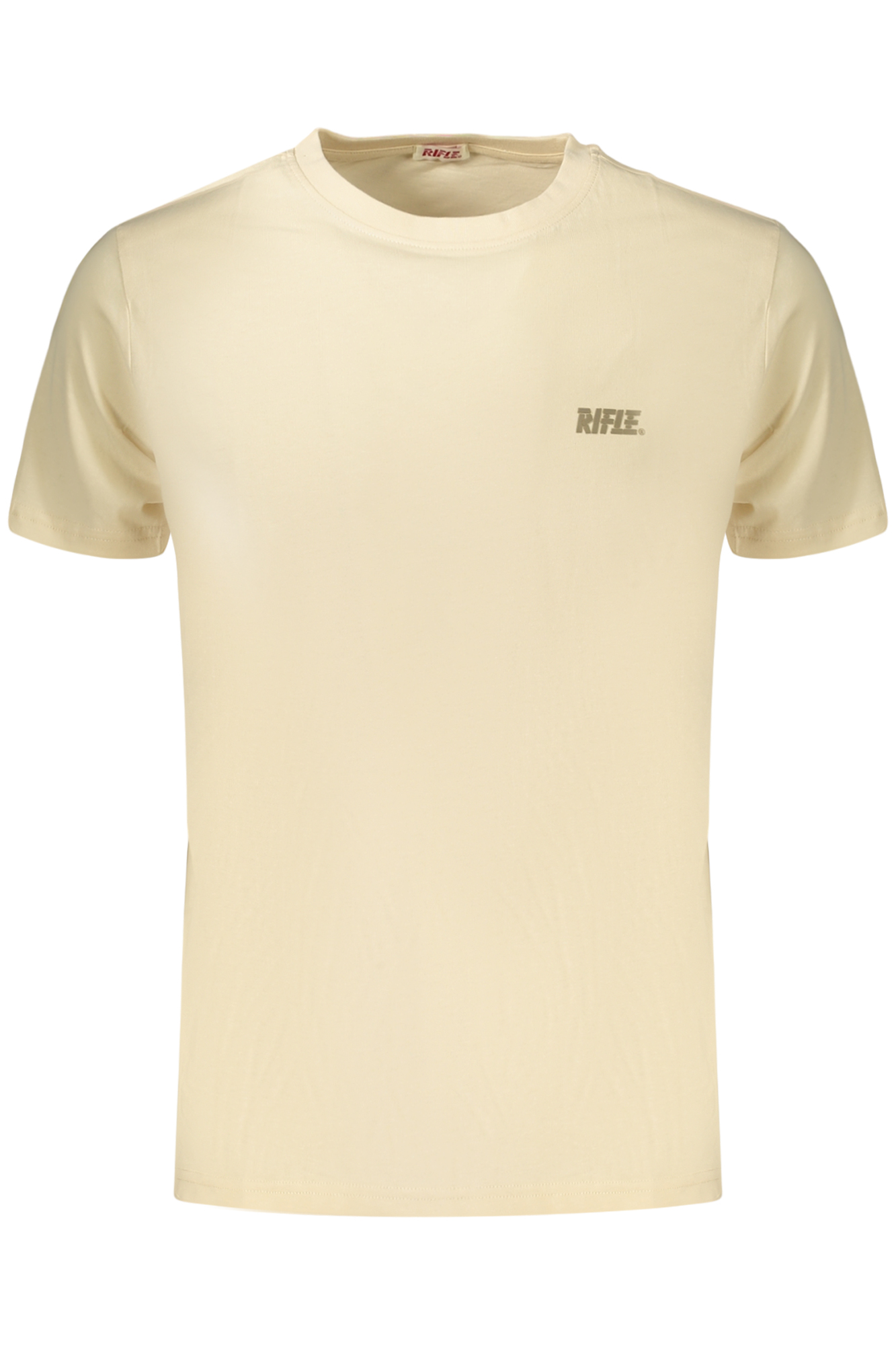 Herren-T-Shirt mit Gewehrmotiv, kurzärmelig, beige