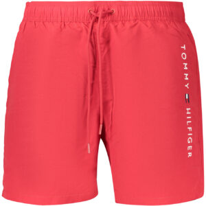 TOMMY HILFIGER HERREN BADEANZUG MIT ROTEM UNTERTEIL