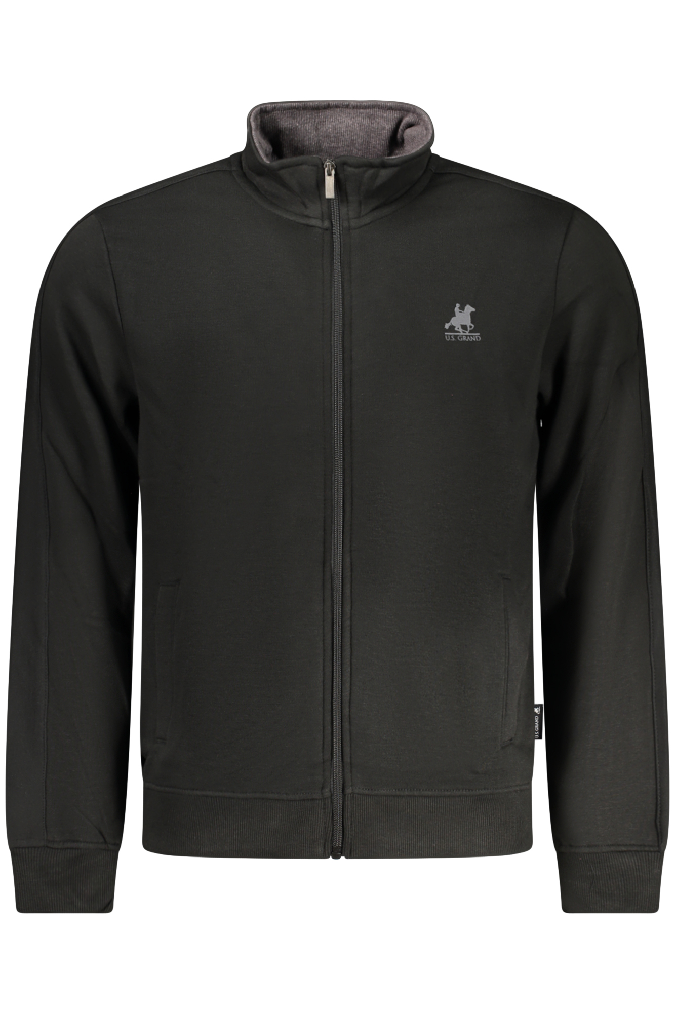 US GRAND Herren-Sweatshirt mit Reißverschluss, schwarz