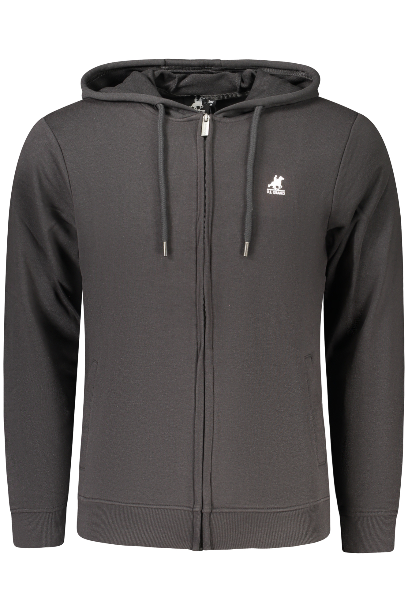 US GRAND Herren-Sweatshirt mit Reißverschluss, schwarz