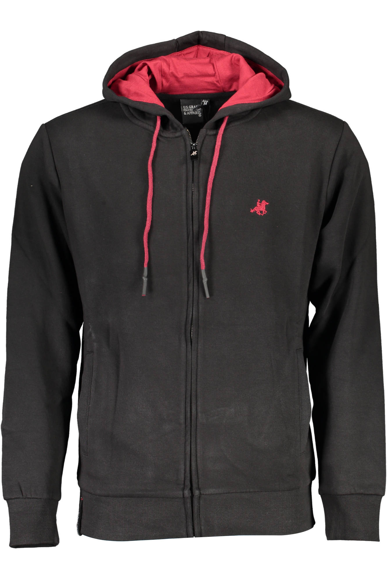US GRAND Herren-Sweatshirt mit Reißverschluss, schwarz