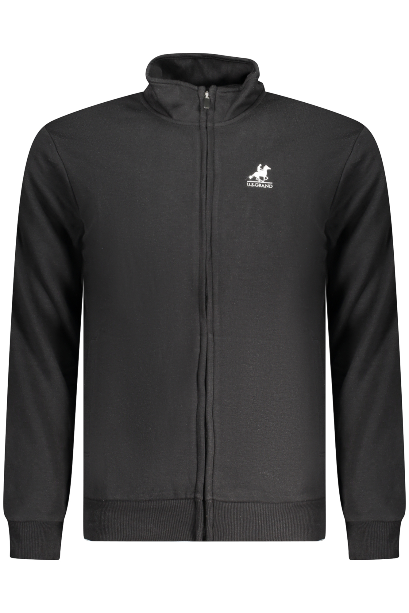 US GRAND Herren-Sweatshirt mit Reißverschluss, schwarz