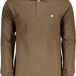 US GRAND Herren-Poloshirt mit langen Ärmeln, braun