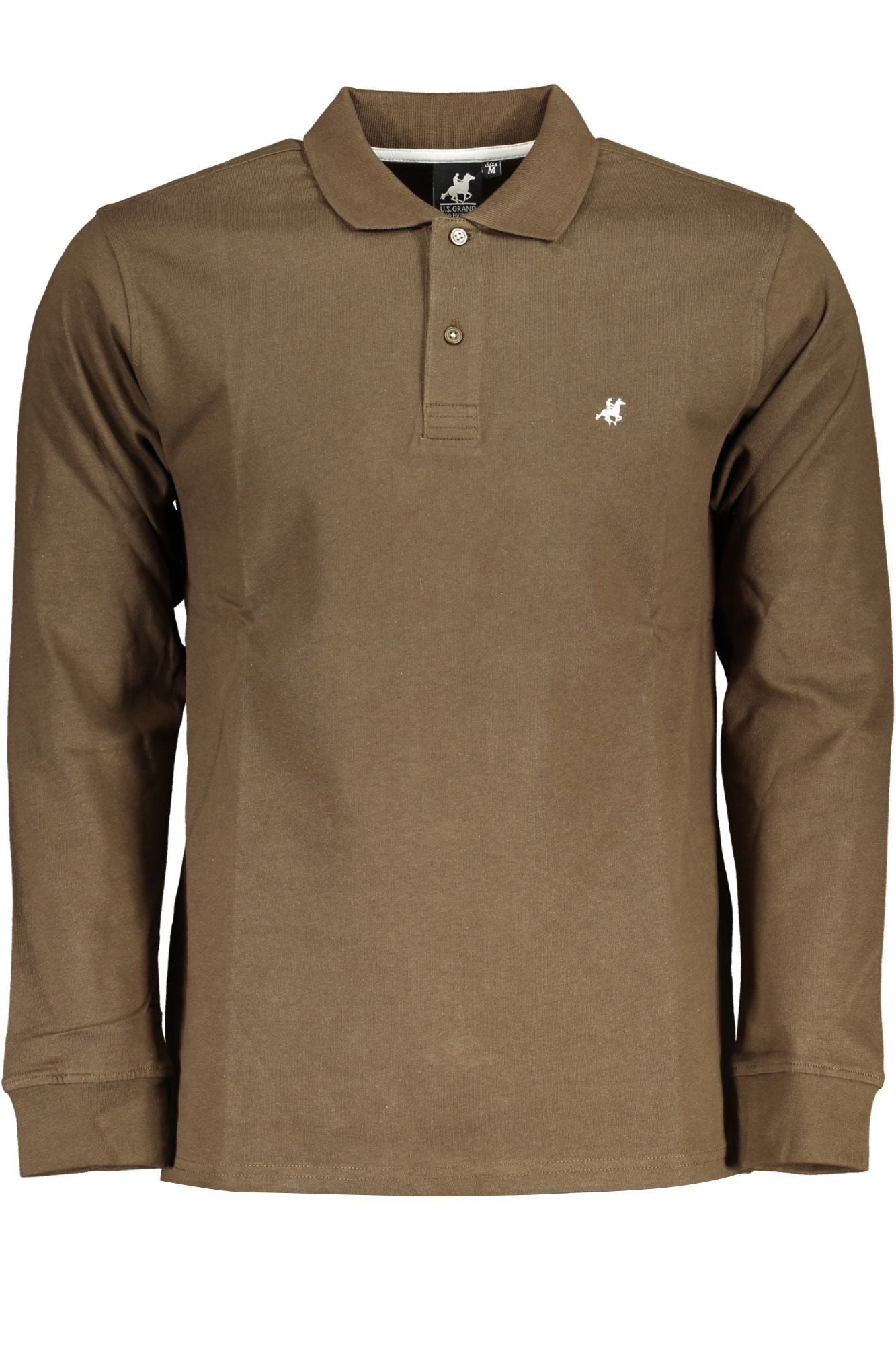 US GRAND Herren-Poloshirt mit langen Ärmeln, braun