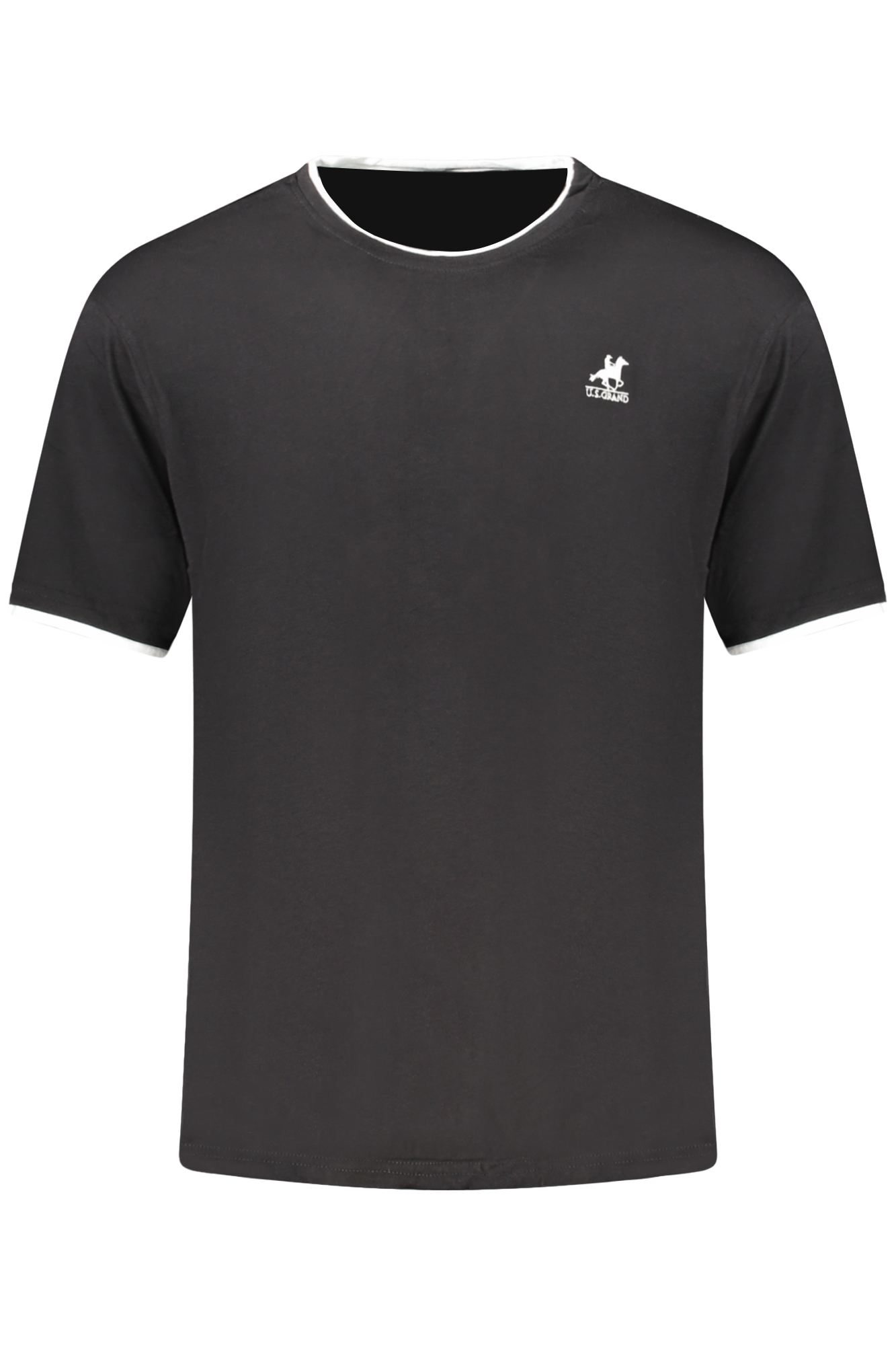 US GRAND Herren-T-Shirt, schwarz, kurzärmelig