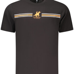 US GRAND Herren-T-Shirt, schwarz, kurzärmelig