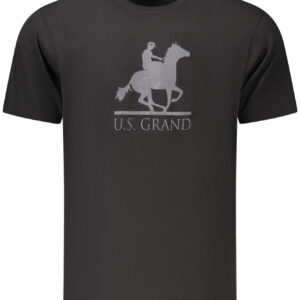 US GRAND Herren-T-Shirt, schwarz, kurzärmelig