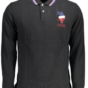US POLO ASSN. Herren-Poloshirt mit langen Ärmeln, Schwarz