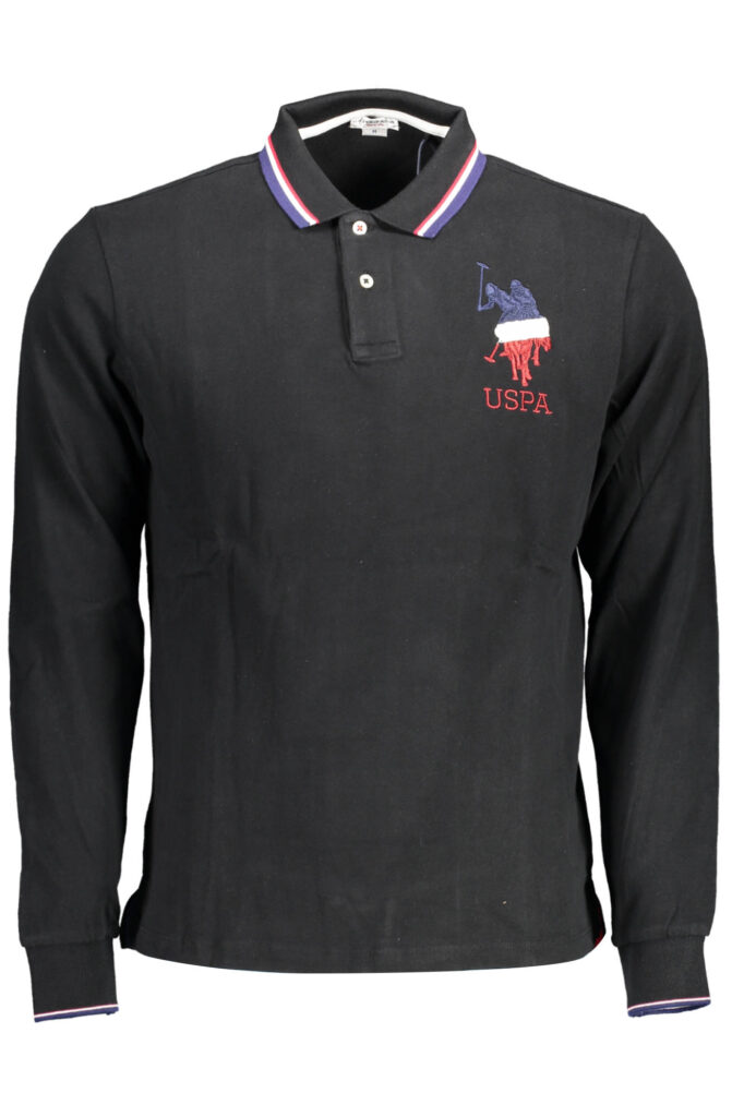 US POLO ASSN. Herren-Poloshirt mit langen Ärmeln, Schwarz