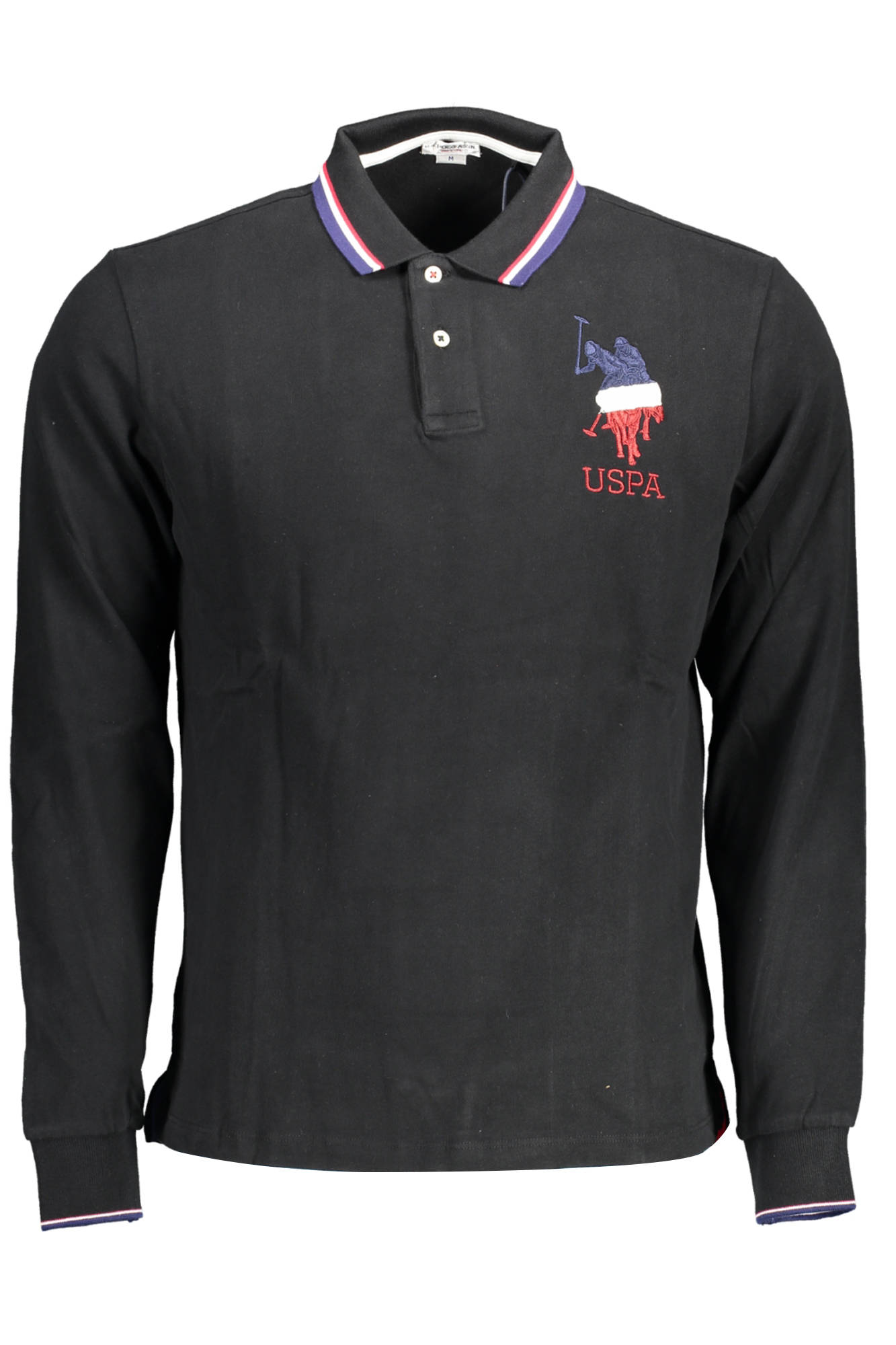 US POLO ASSN. Herren-Poloshirt mit langen Ärmeln, Schwarz