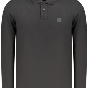 BOSS Herren-Poloshirt, langärmelig, schwarz