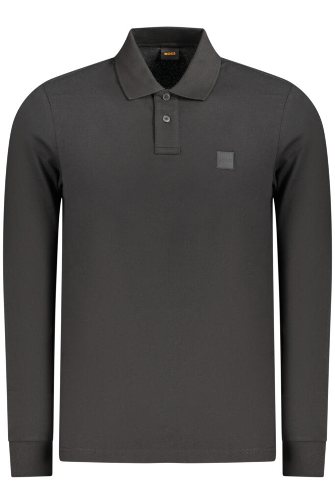 BOSS Herren-Poloshirt, langärmelig, schwarz