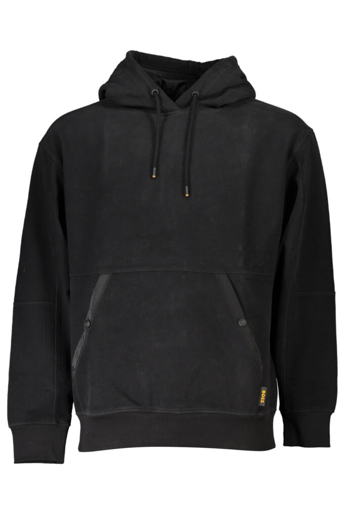 SCHWARZES HUGO BOSS HERREN-SWEATSHIRT MIT ZIP-OUT