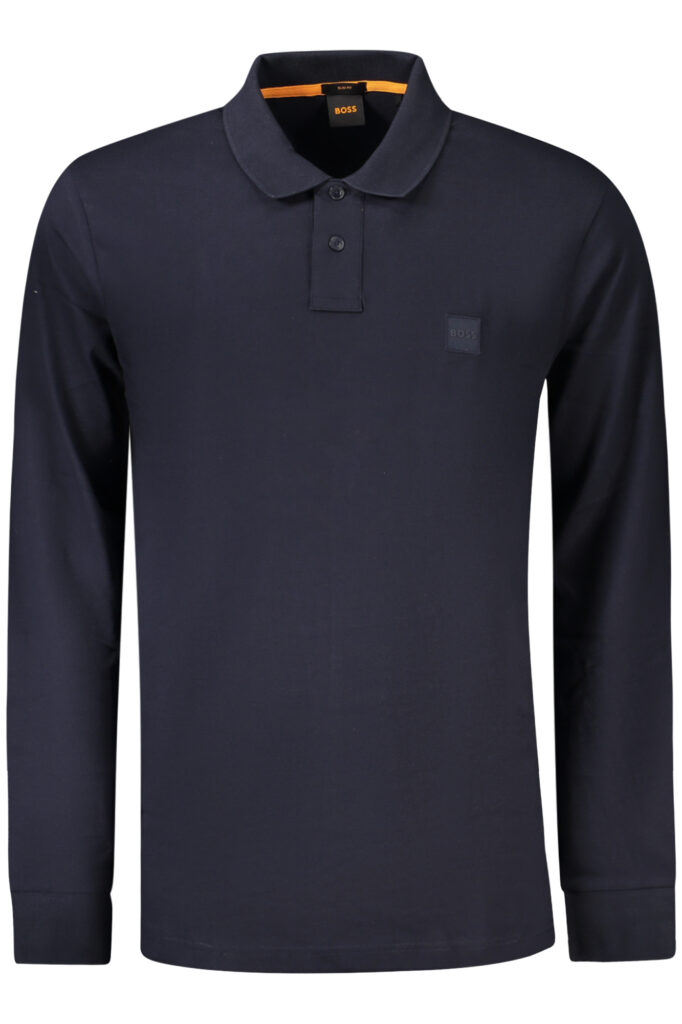 HUGO BOSS Herren-Poloshirt, langärmlig, blau